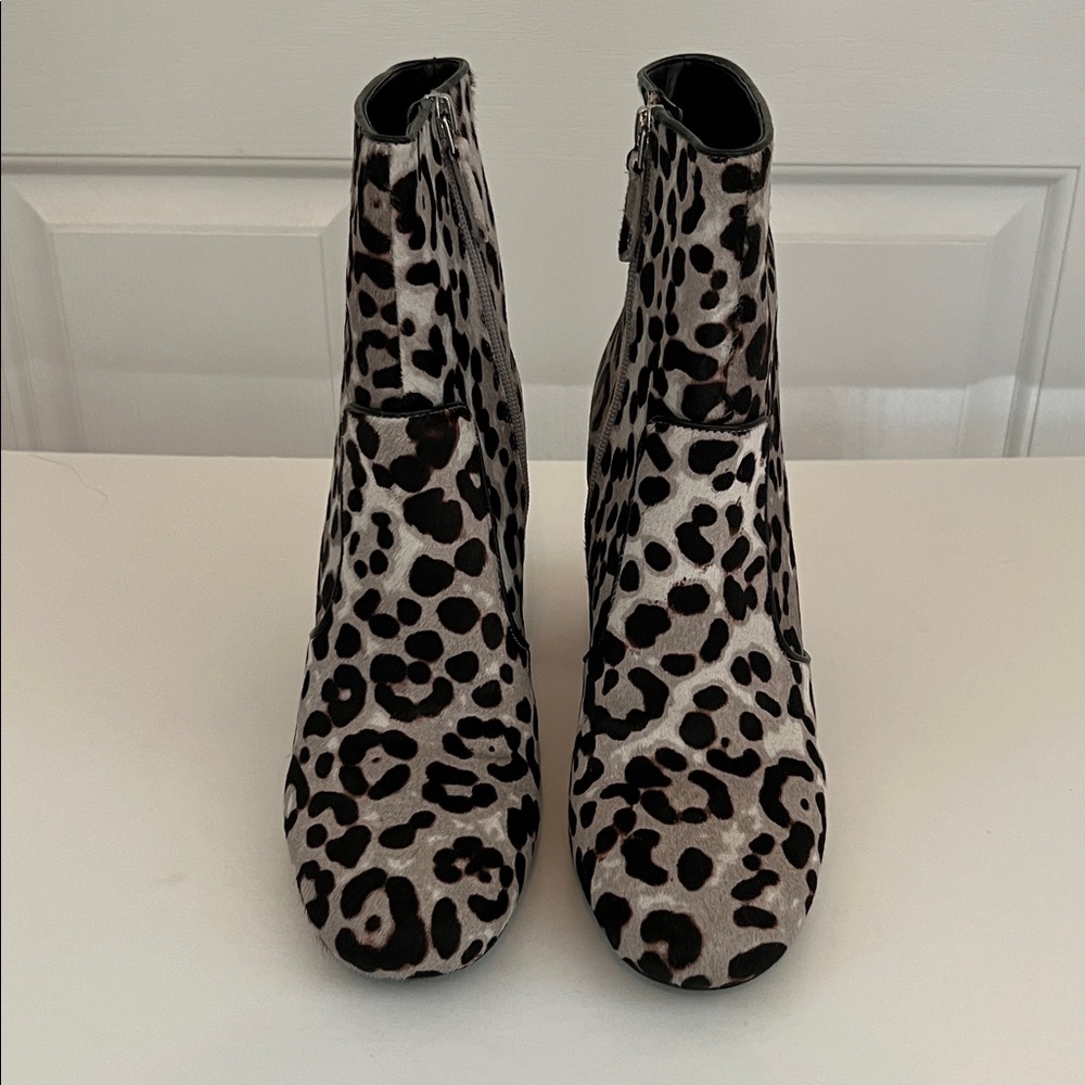 Nine West Jilene Black/Grey Leopard Print Boots Size 10 - Picture 8 of 9